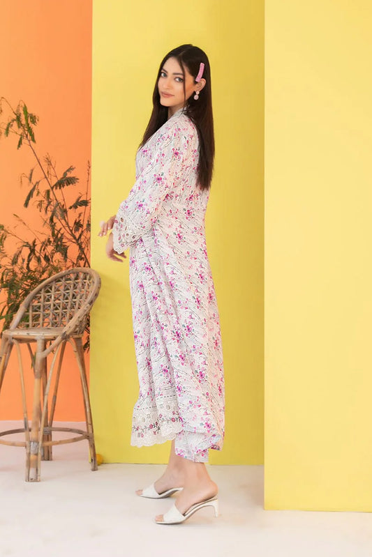 FEZA | EMBROIDERED & PRINTED STAPLE MAXI DRESS | D-5632