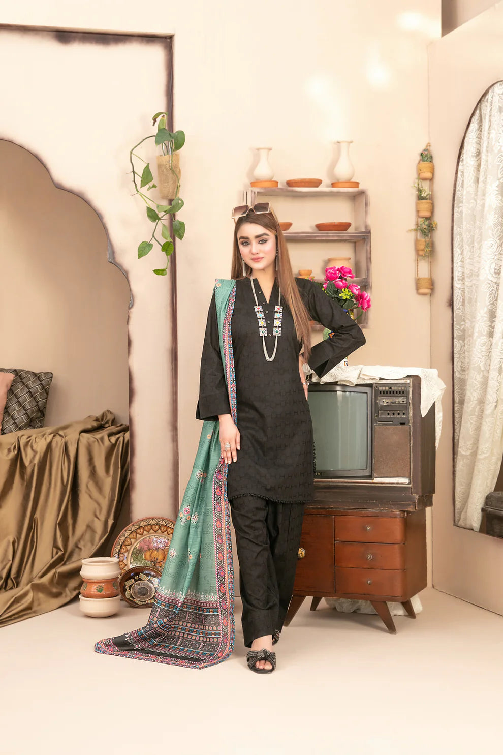 3 PIECE | PUSHPA | COTTON JACQUARD SUIT (THE FARSHI EDIT)