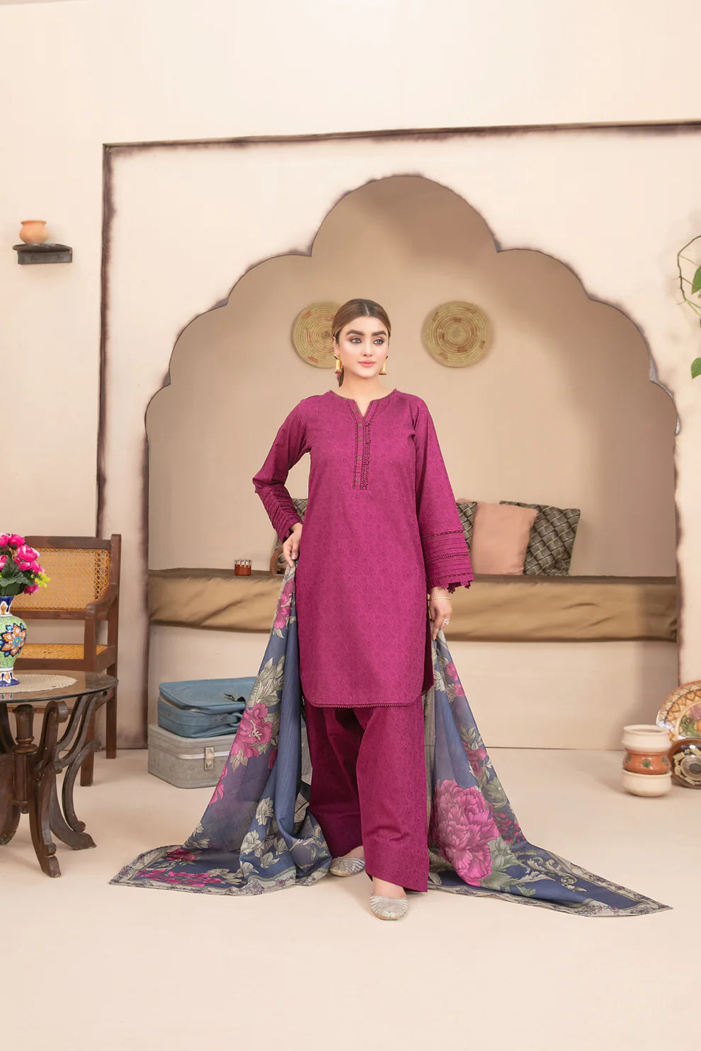 3 PIECE | PUSHPA | COTTON JACQUARD SUIT (THE FARSHI EDIT)