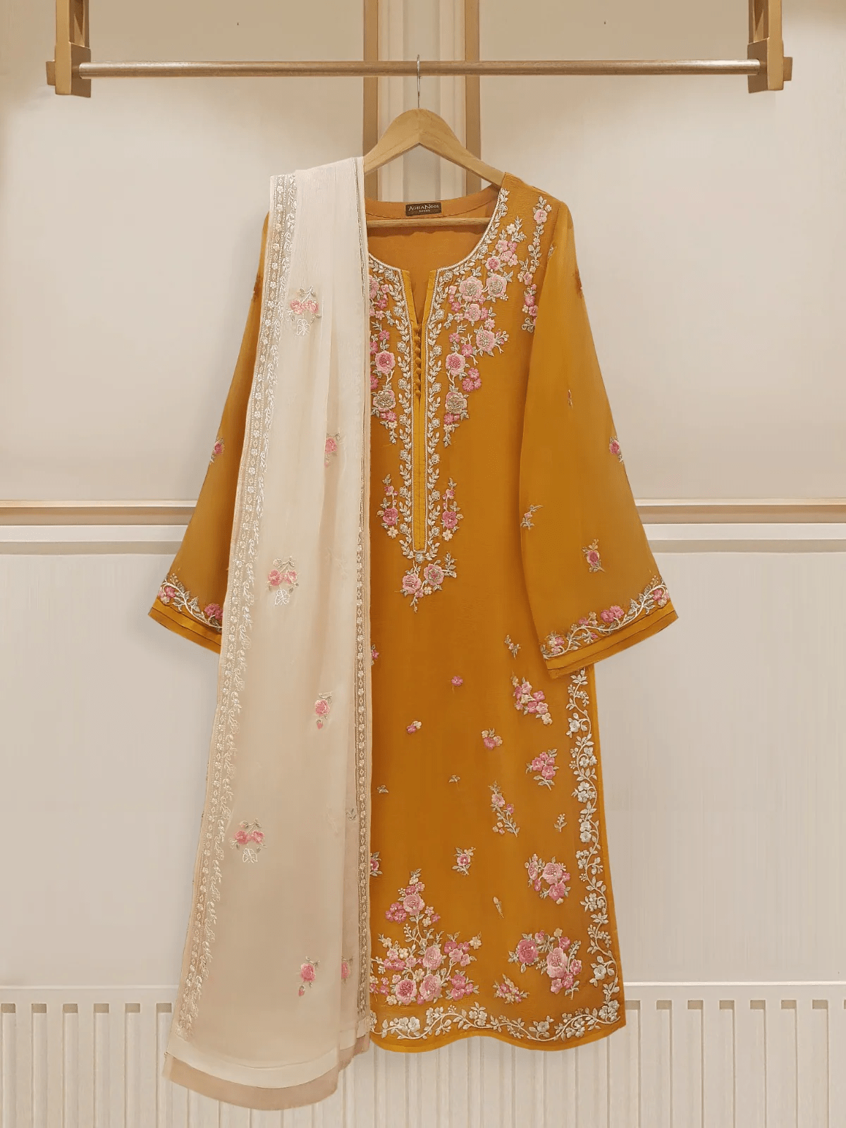 2 PIECE | EMBROIDERED CHIFFON SHIRT & DUPATTA - ALZENAAN - S108091 - XS