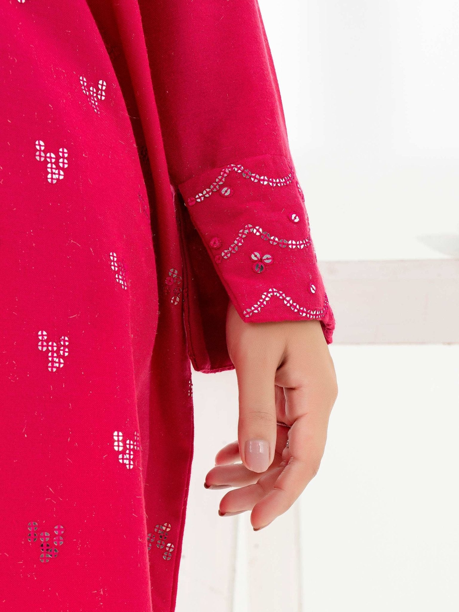 2 PIECE | EMBROIDERED KARANDI SUIT - ALZENAP9348ST - XS