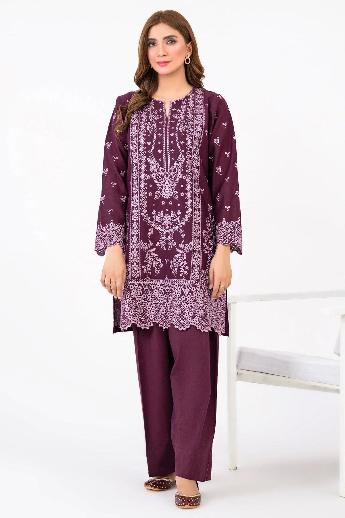 2 PIECE | EMBROIDERED KHADDAR SUIT - ALZENAP8288SU - XS
