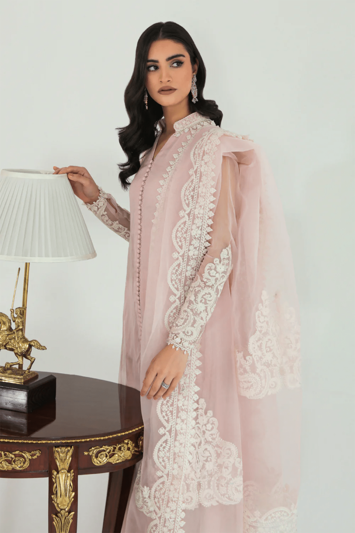 3 PIECE | EMBROIDERED CHIFFON SUIT - ALZENABQU - PR - 685 - XS