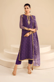 3 PIECE | EMBROIDERED CHIFFON SUIT - ALZENABQU - UF - 625 - XS