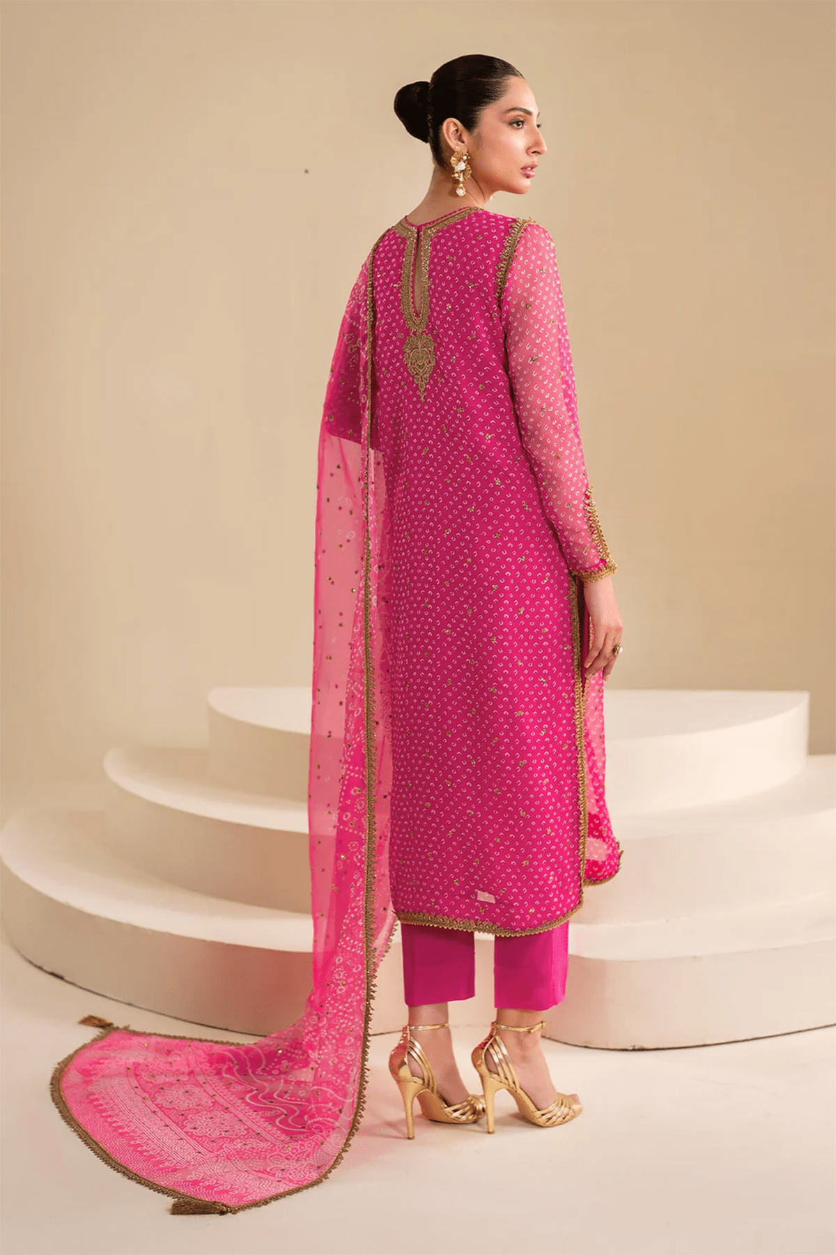 3 PIECE | EMBROIDERED PURE CHIFFON SUIT - ALZENABQU - UF - 626 - XS