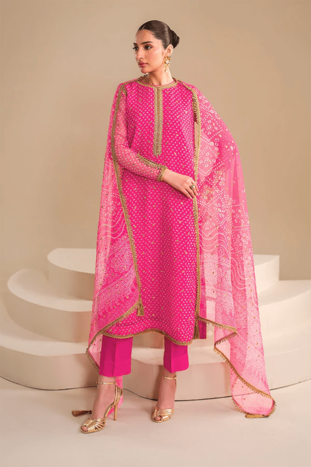 3 PIECE | EMBROIDERED PURE CHIFFON SUIT - ALZENABQU - UF - 626 - XS