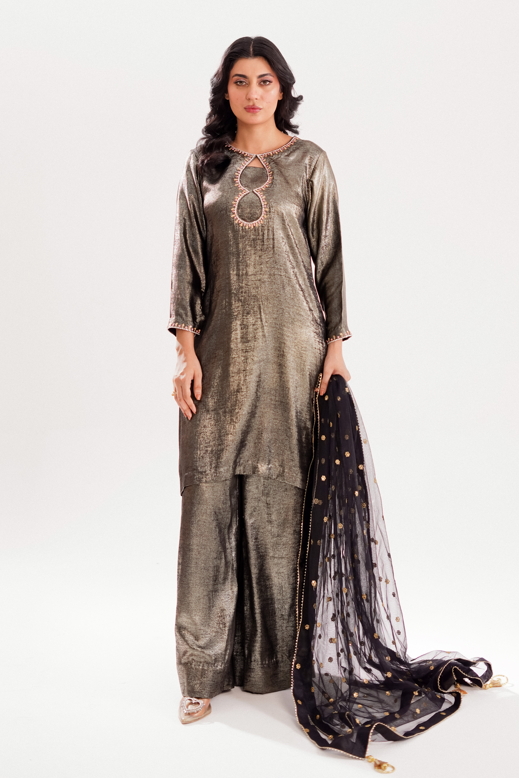 AIZAL | 3 PIECE | METALIC SHIMMER SUIT