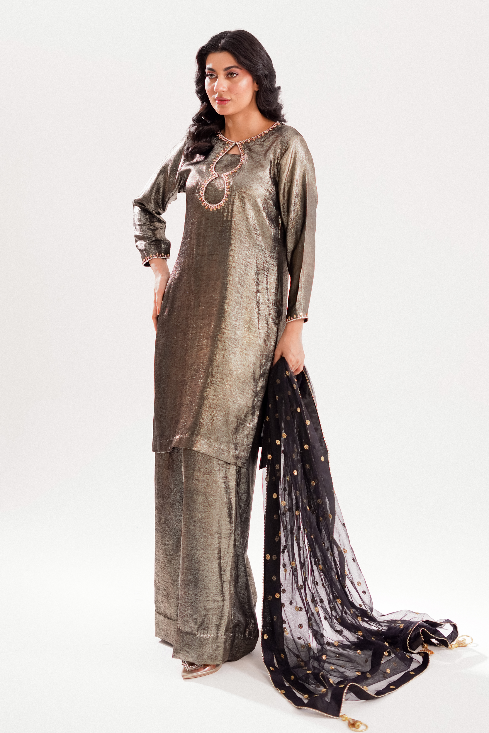 AIZAL | 3 PIECE | METALIC SHIMMER SUIT