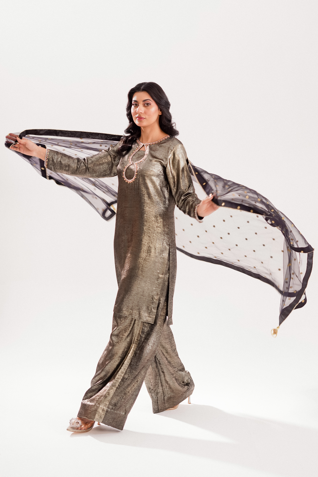AIZAL | 3 PIECE | METALIC SHIMMER SUIT