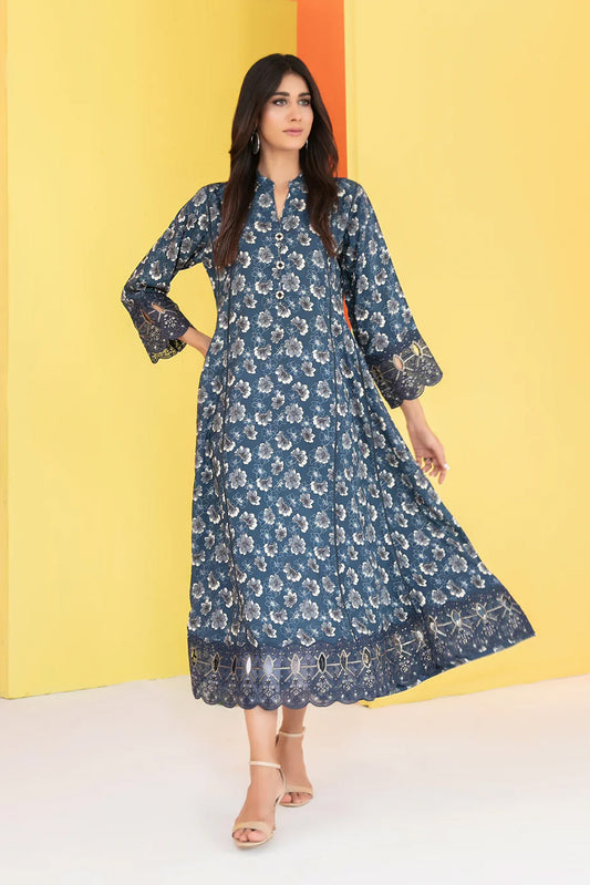 FEZA | EMBROIDERED & PRINTED STAPLE MAXI DRESS | D-5634
