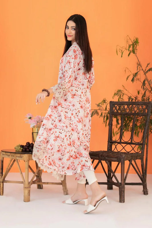 FEZA | EMBROIDERED & PRINTED STAPLE MAXI DRESS | D-5635