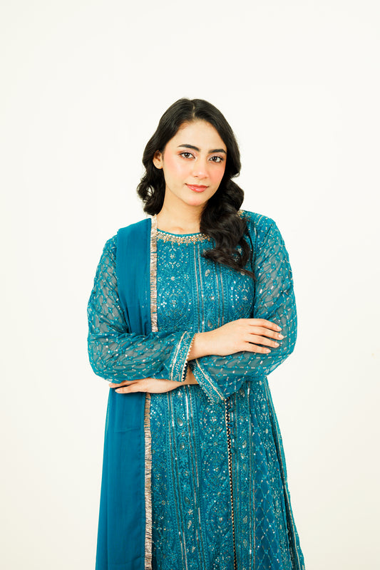 ZEHRA | EMBROIDERED CHIFFON SUIT