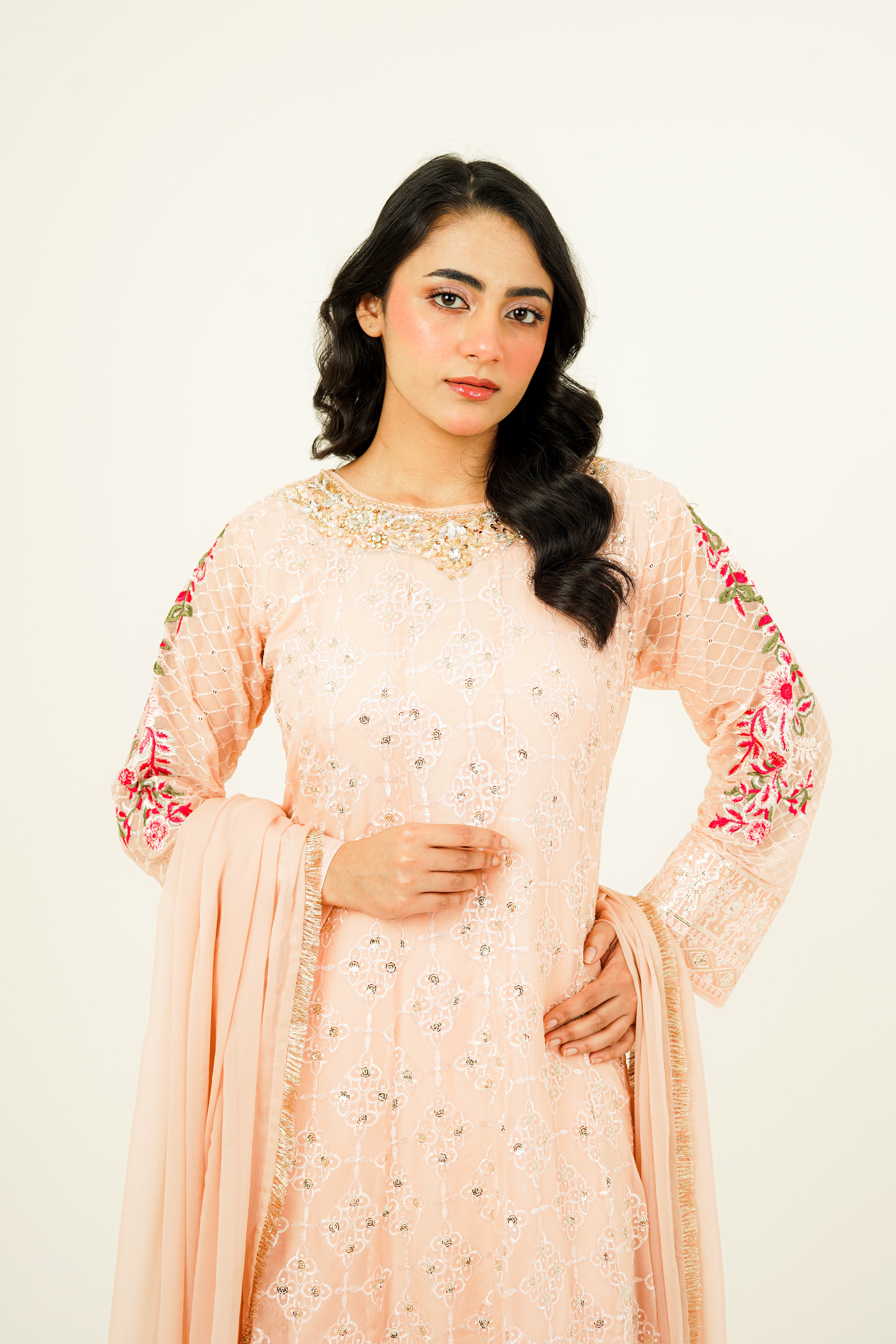 MEHVAH | EMBROIDERED CHIFFON SUIT