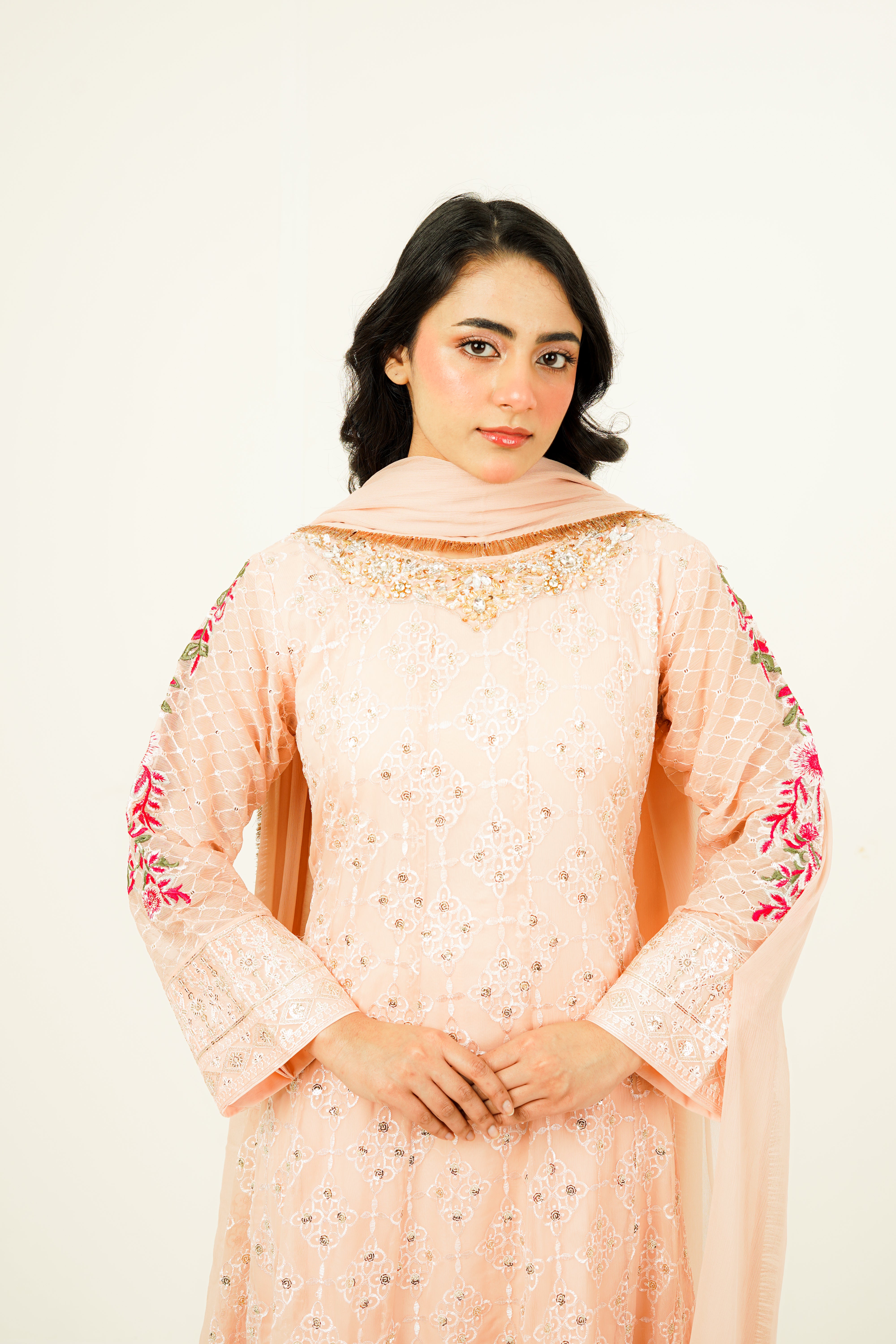 MEHVAH | EMBROIDERED CHIFFON SUIT
