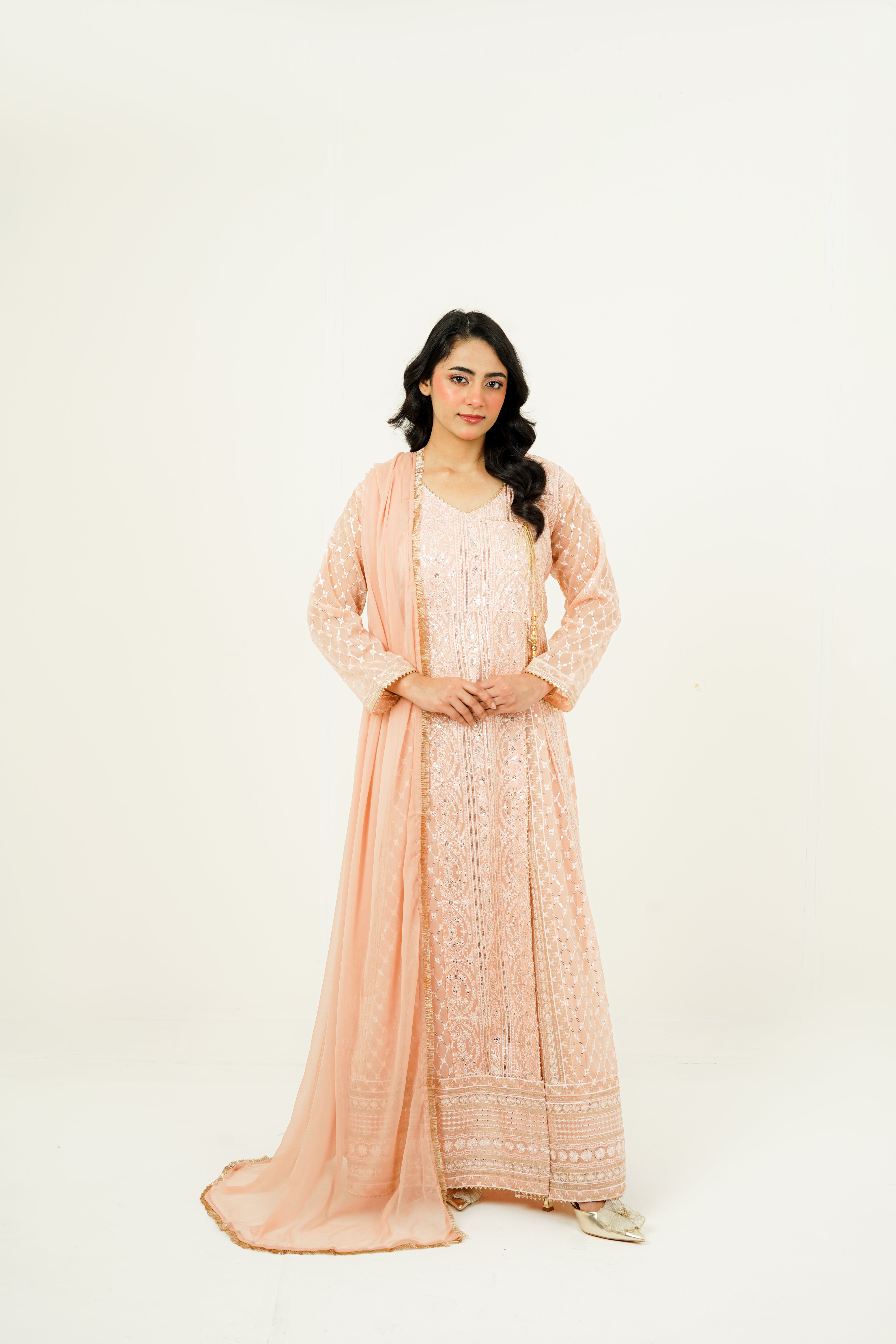 NISAARA | EMBROIDERED CHIFFON SUIT