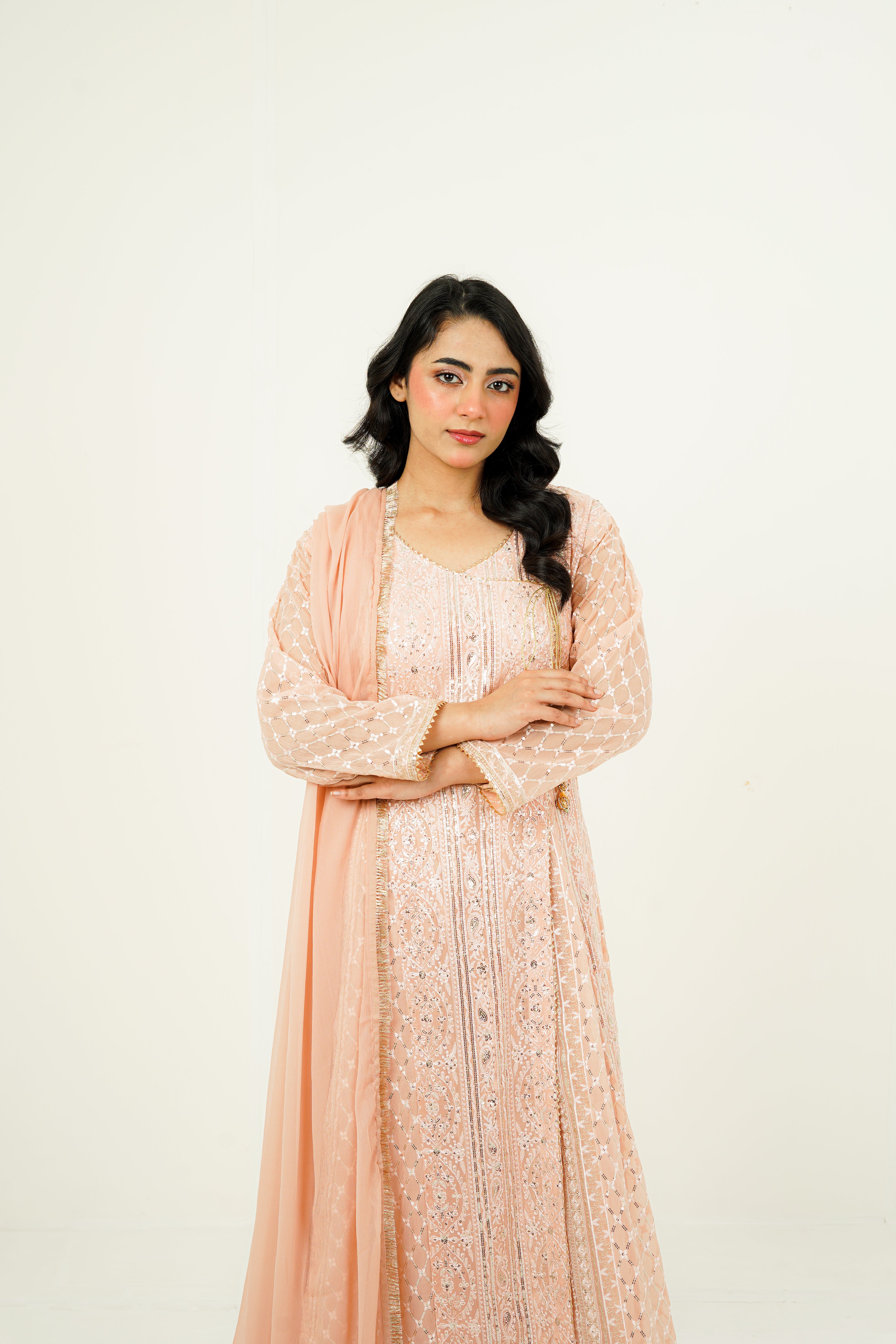 NISAARA | EMBROIDERED CHIFFON SUIT