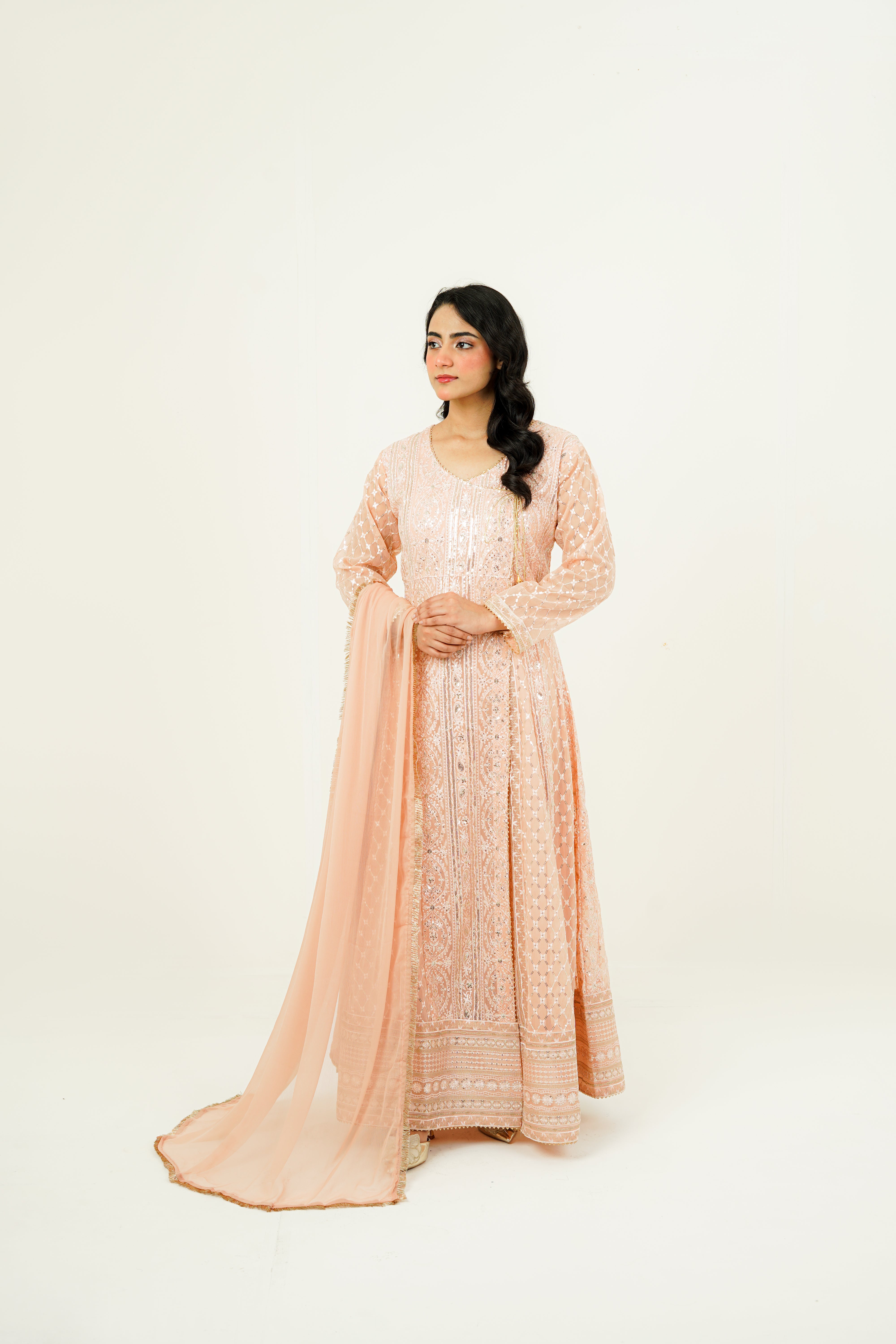 NISAARA | EMBROIDERED CHIFFON SUIT