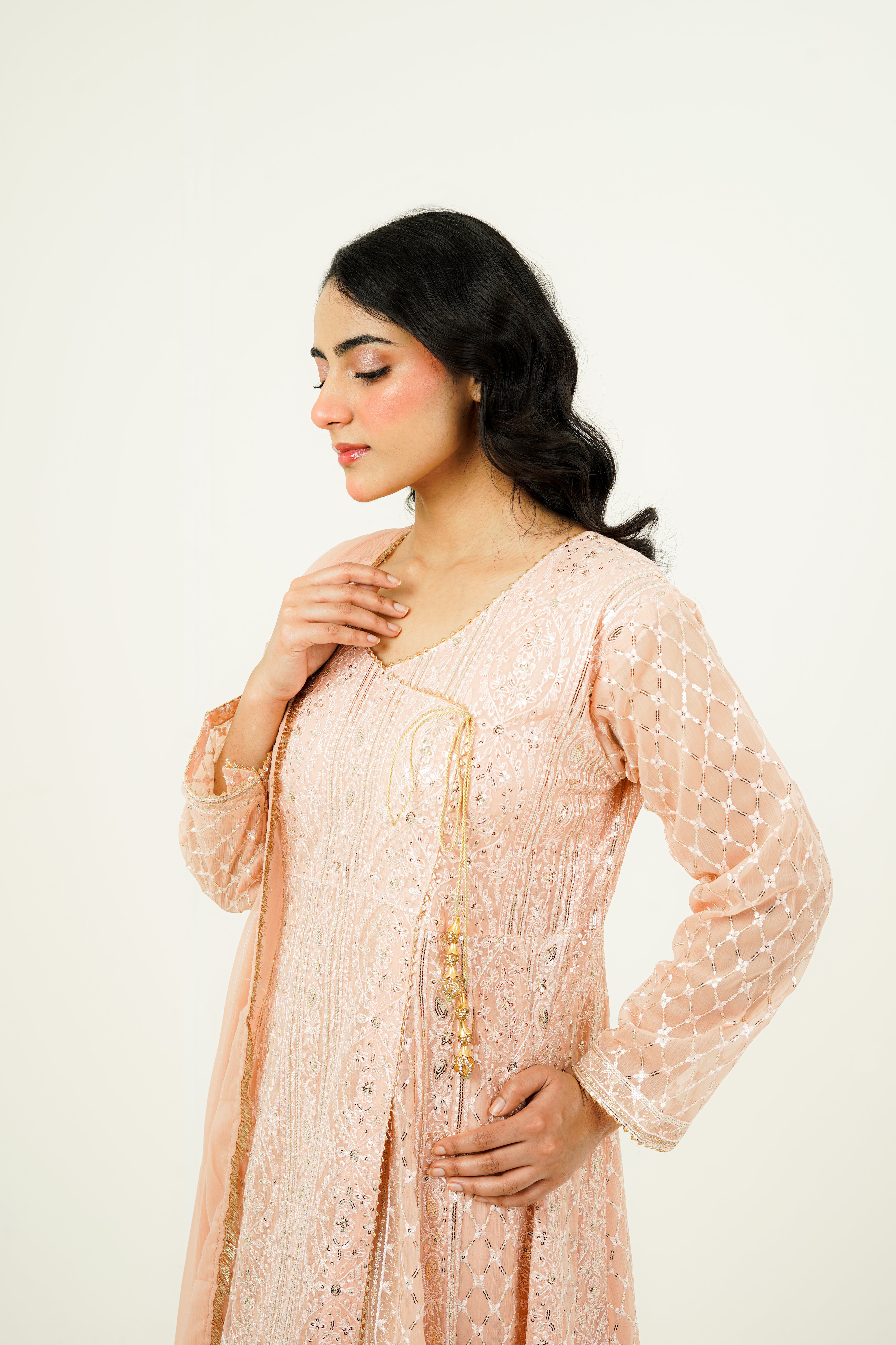 NISAARA | EMBROIDERED CHIFFON SUIT
