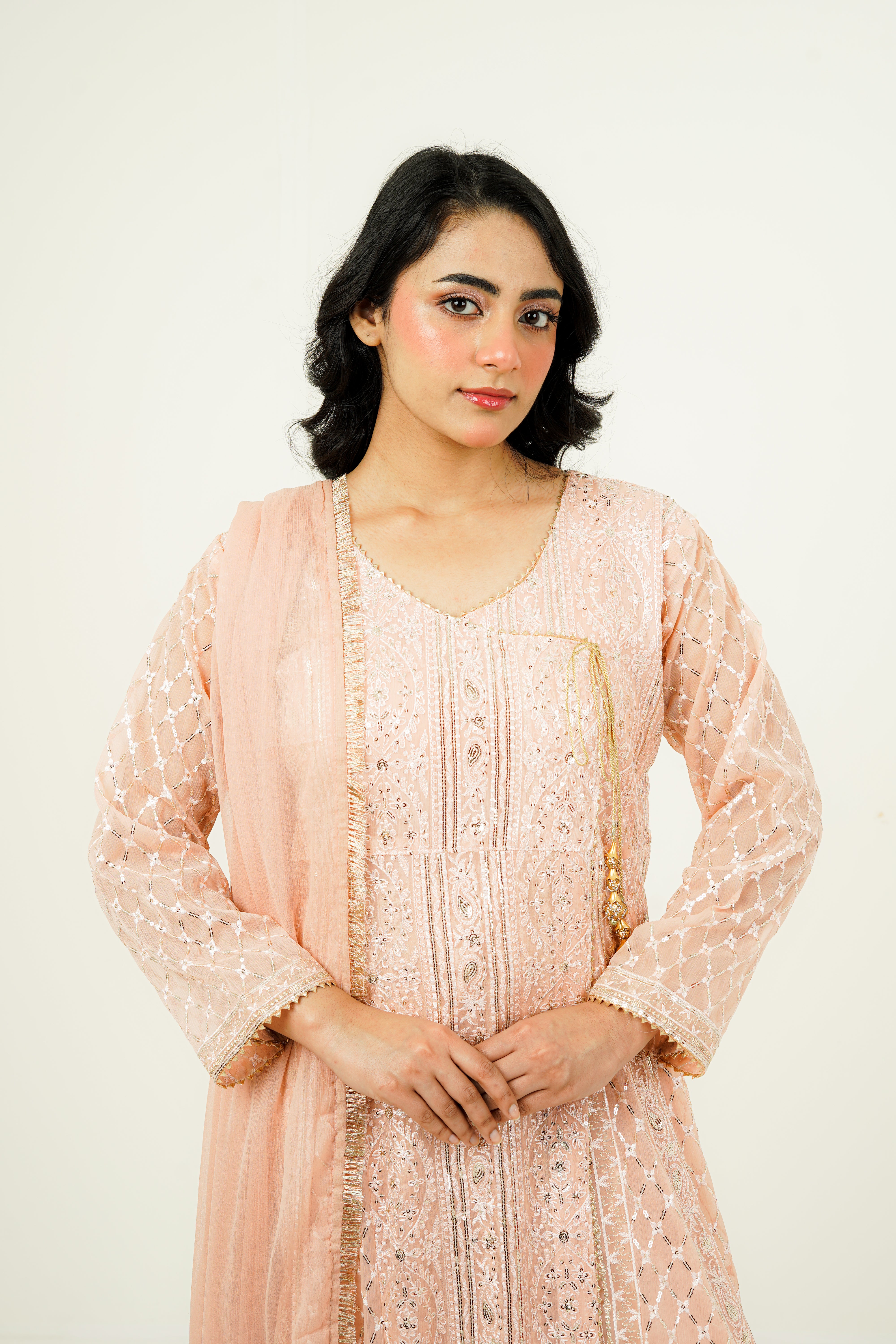 NISAARA | EMBROIDERED CHIFFON SUIT