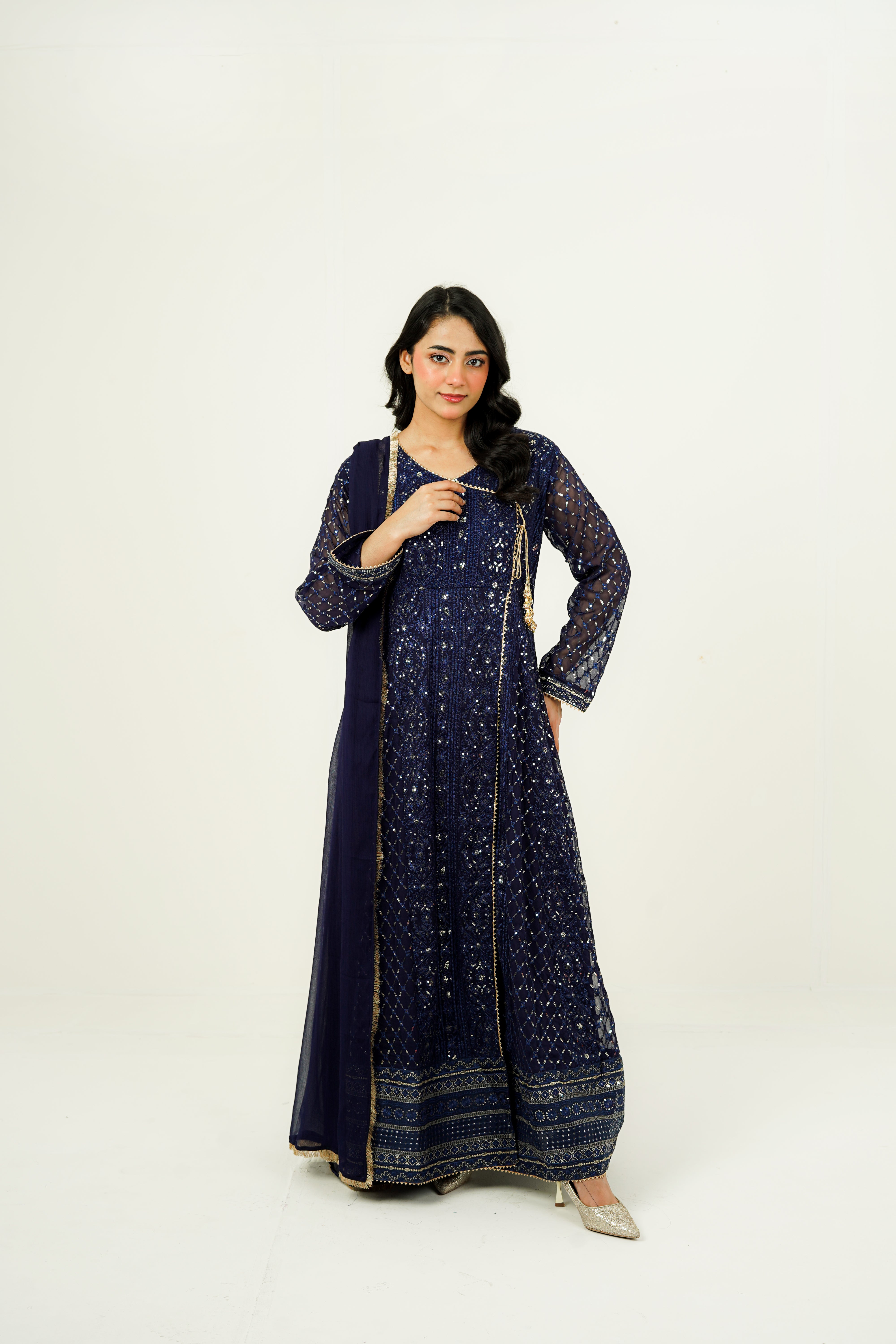 NISAARA | EMBROIDERED CHIFFON SUIT
