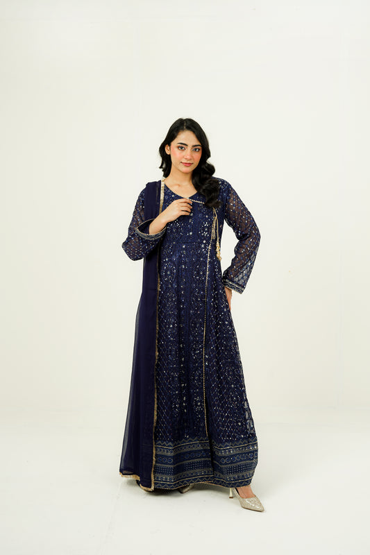 NISAARA | EMBROIDERED CHIFFON SUIT