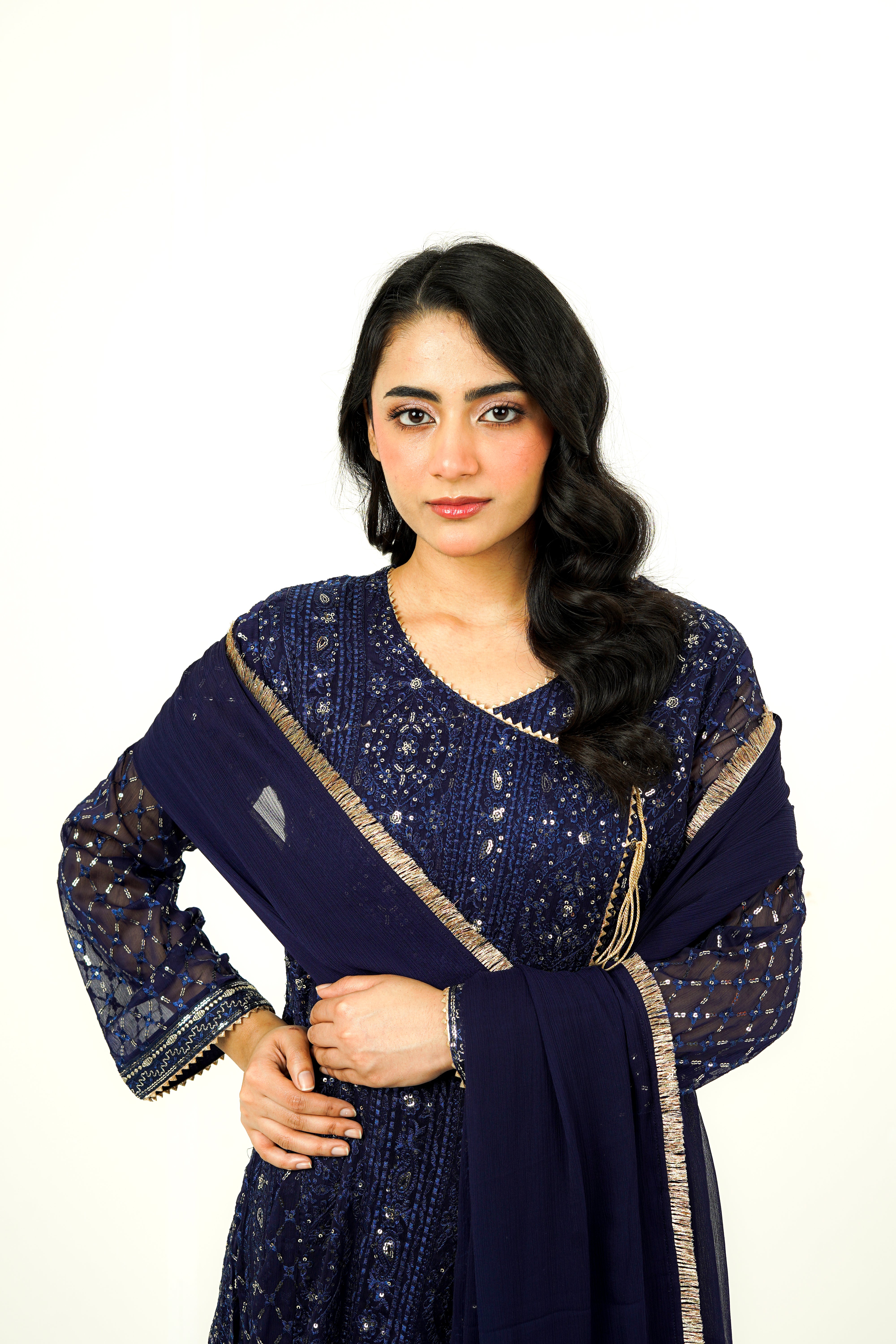 NISAARA | EMBROIDERED CHIFFON SUIT