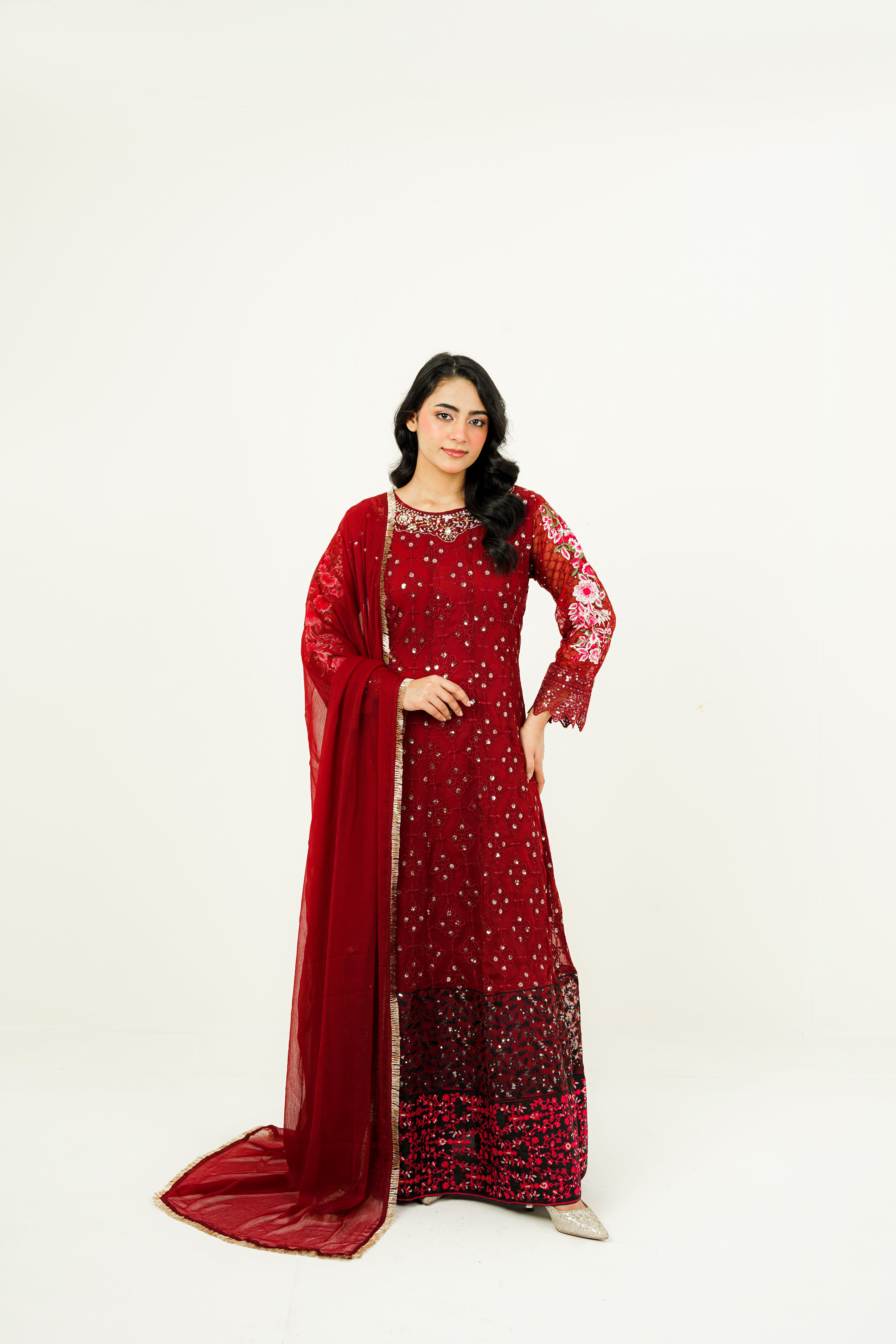 MEHVAH | EMBROIDERED CHIFFON SUIT