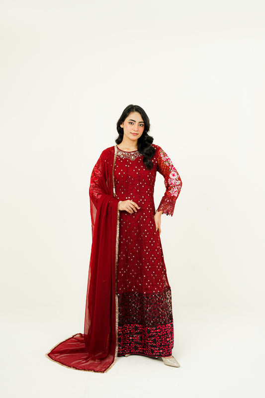 MEHVAH | EMBROIDERED CHIFFON SUIT