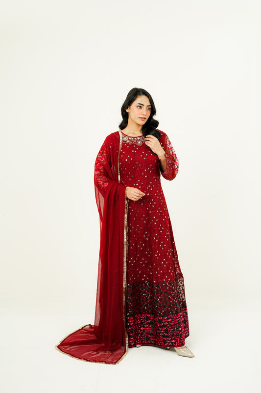 MEHVAH | EMBROIDERED CHIFFON SUIT