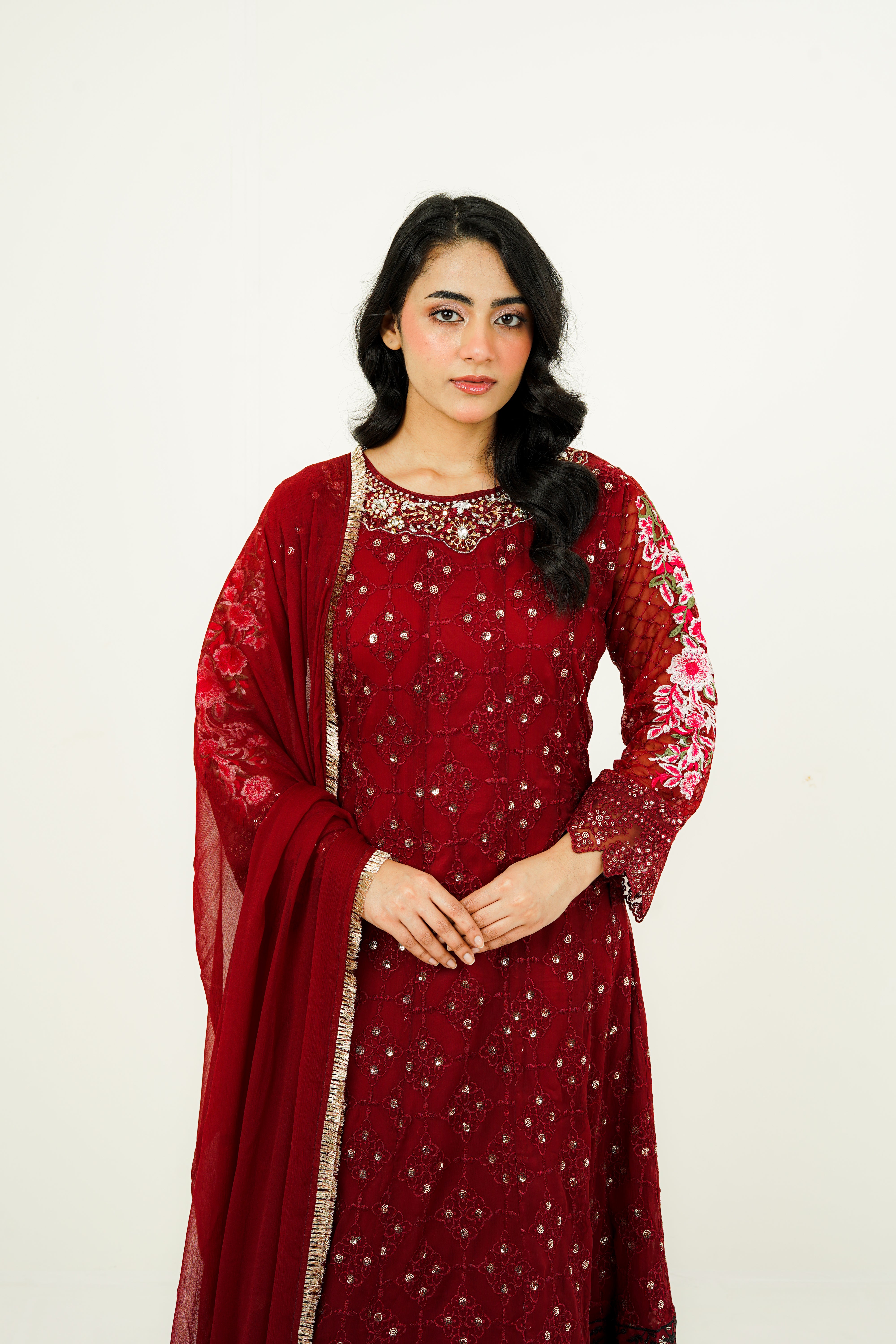 MEHVAH | EMBROIDERED CHIFFON SUIT