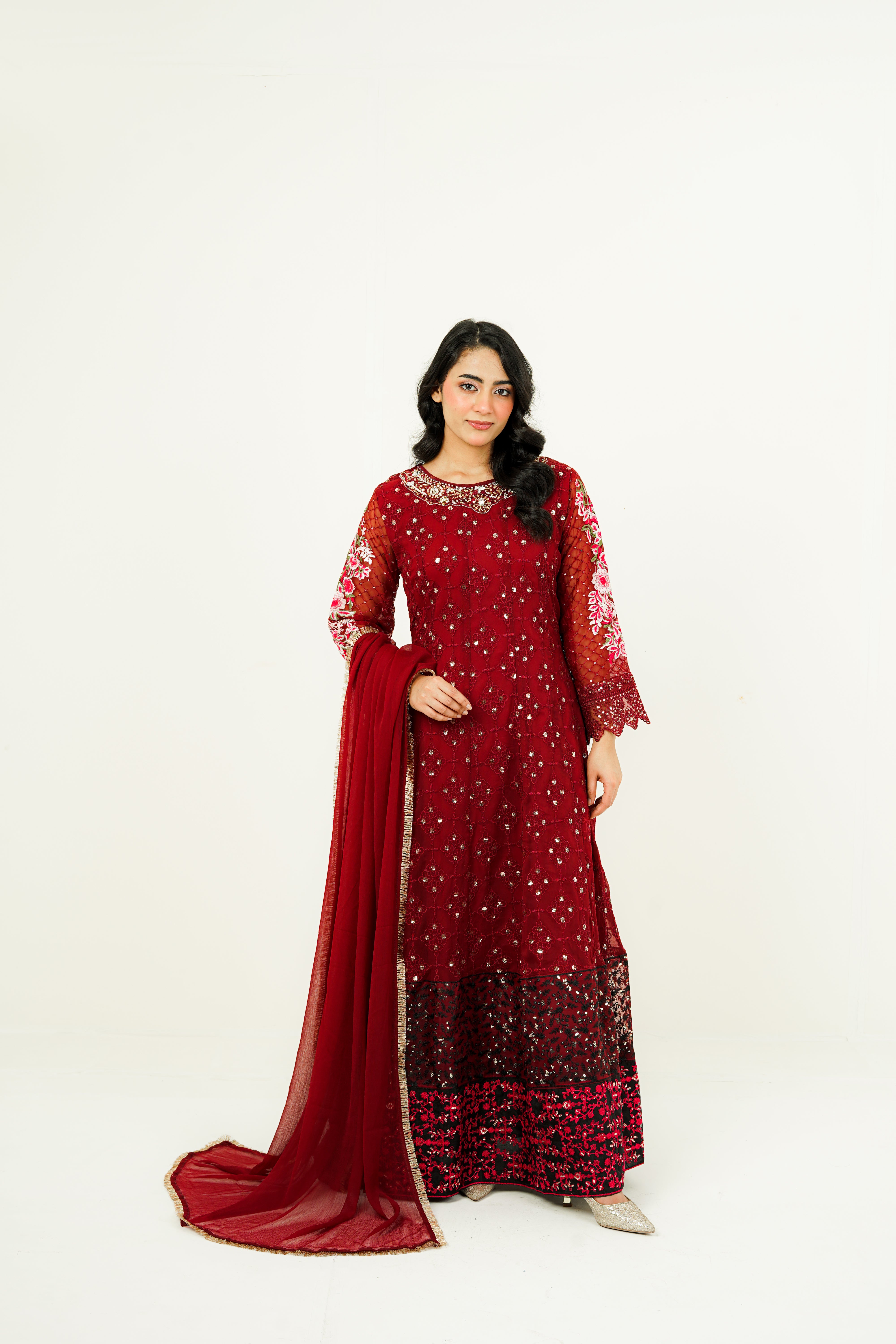 MEHVAH | EMBROIDERED CHIFFON SUIT