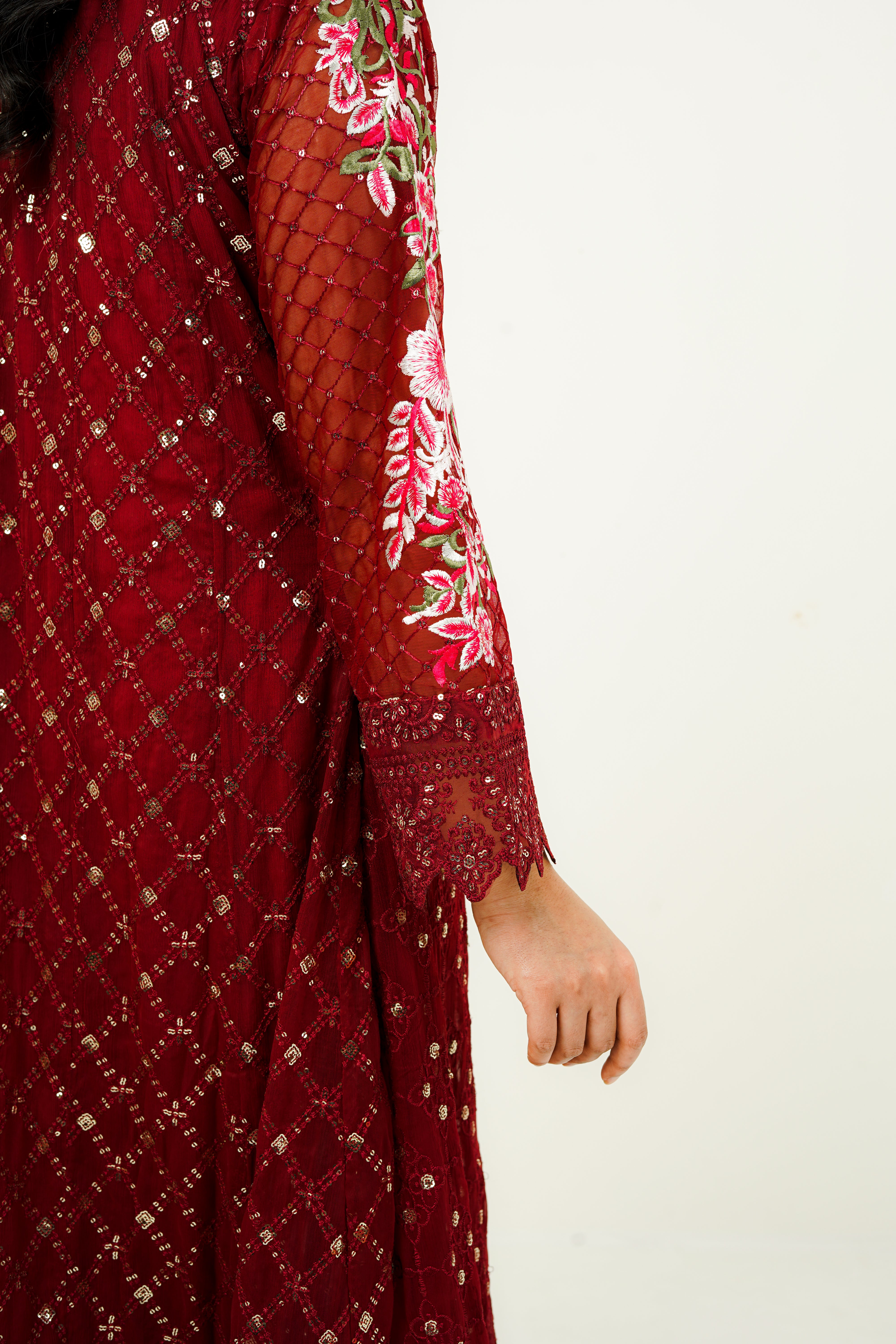 MEHVAH | EMBROIDERED CHIFFON SUIT