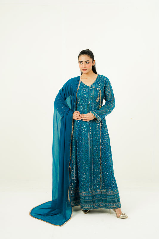 NISAARA | EMBROIDERED CHIFFON SUIT