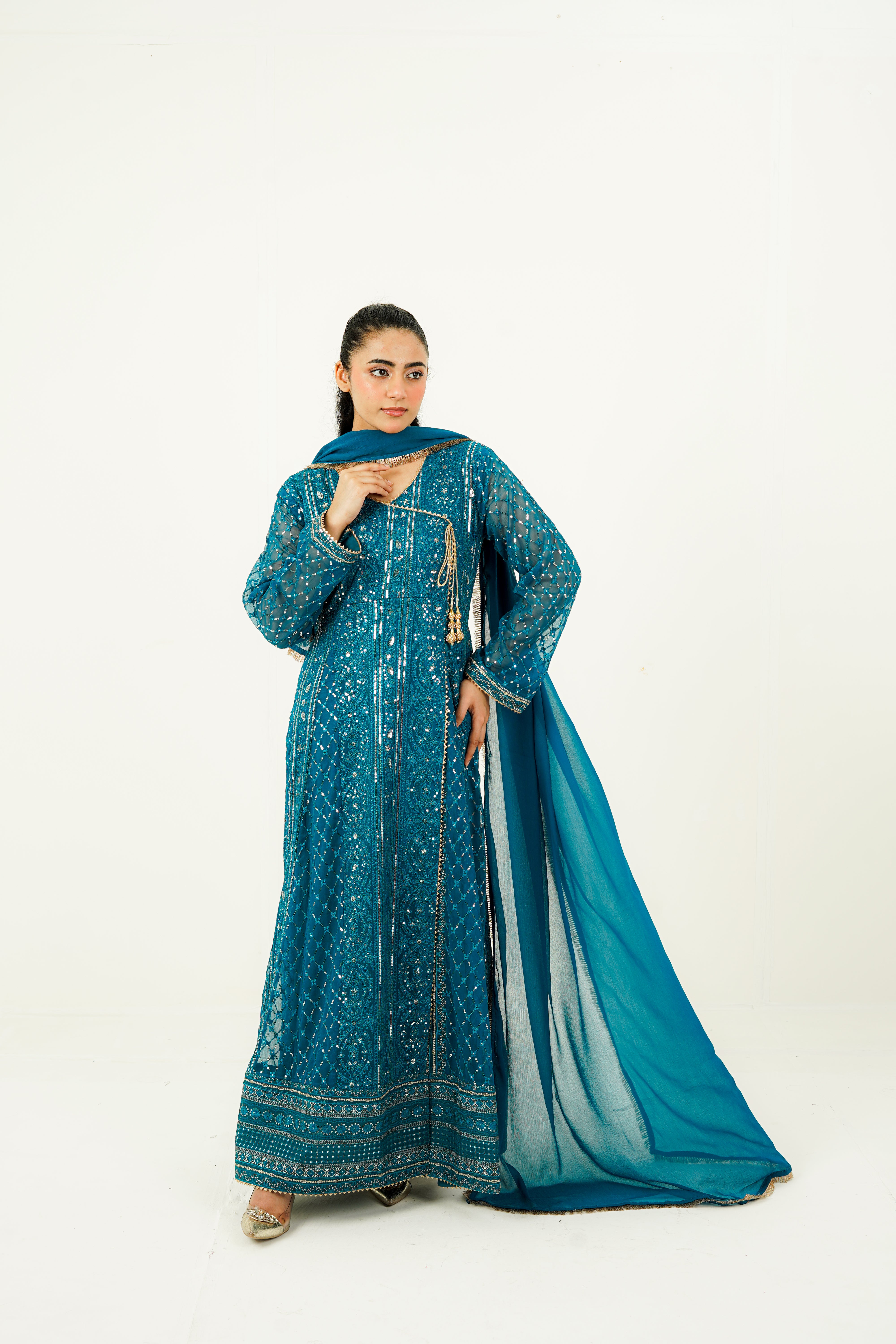 NISAARA | EMBROIDERED CHIFFON SUIT