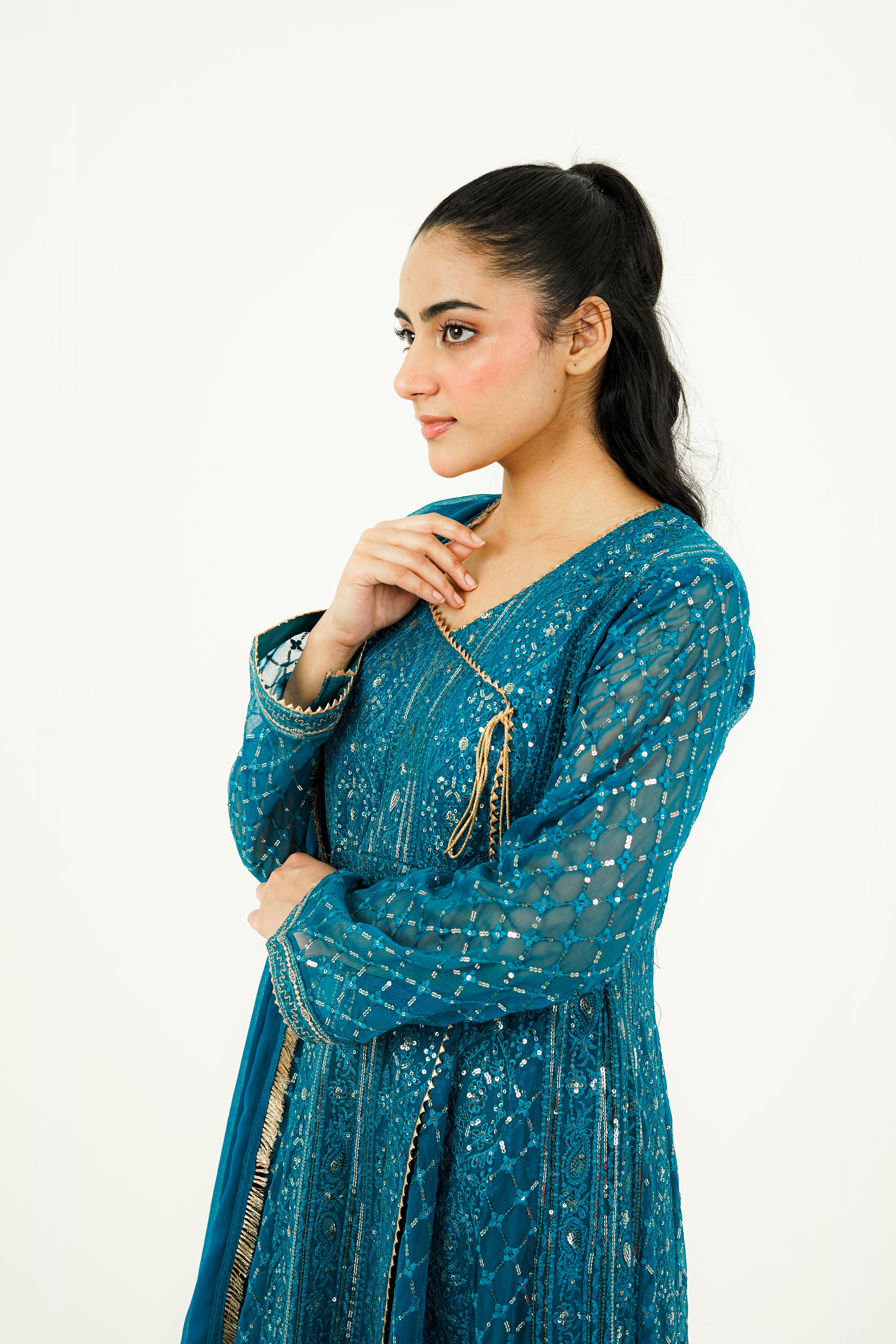 NISAARA | EMBROIDERED CHIFFON SUIT