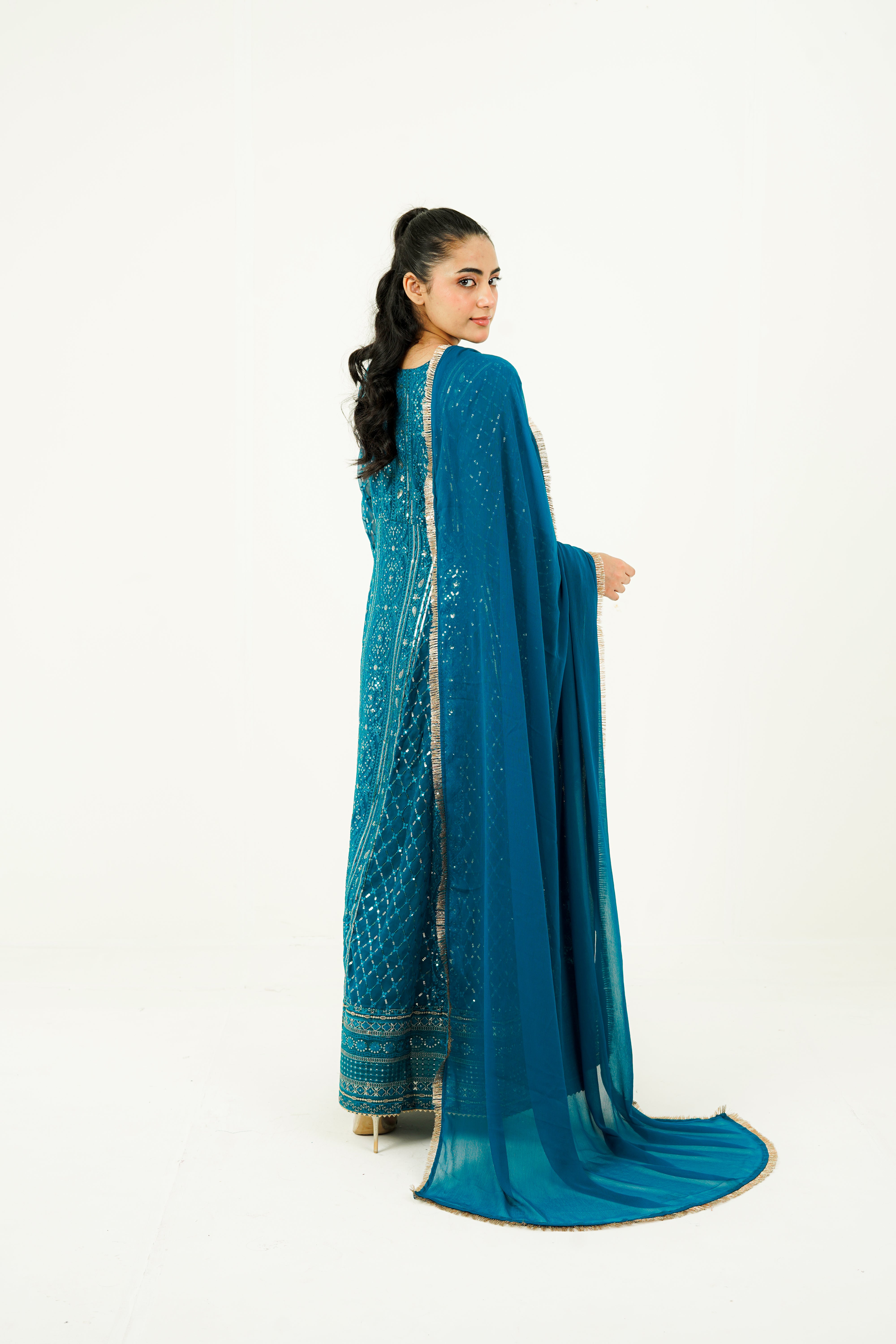 NISAARA | EMBROIDERED CHIFFON SUIT