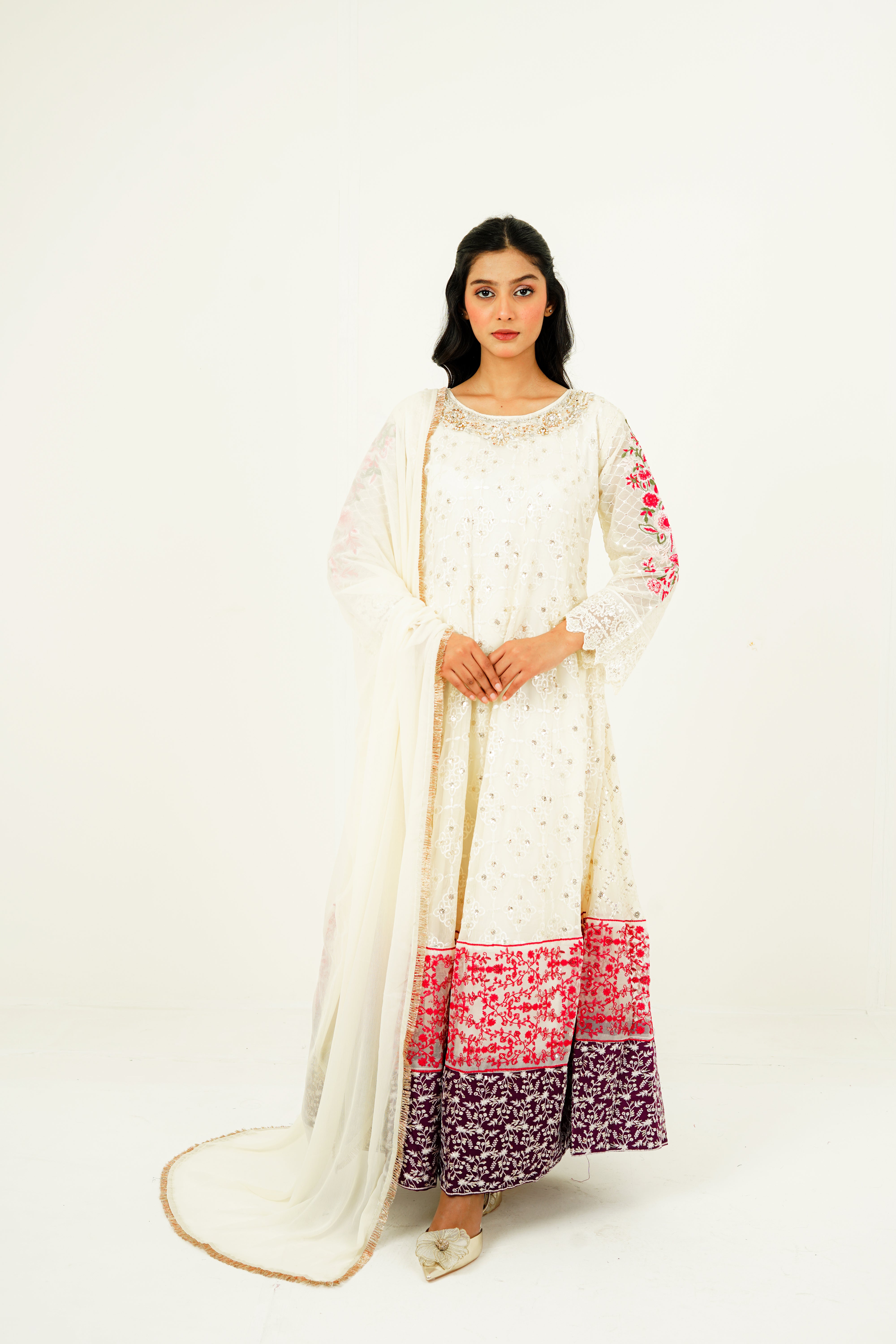 MEHVAH | EMBROIDERED CHIFFON SUIT