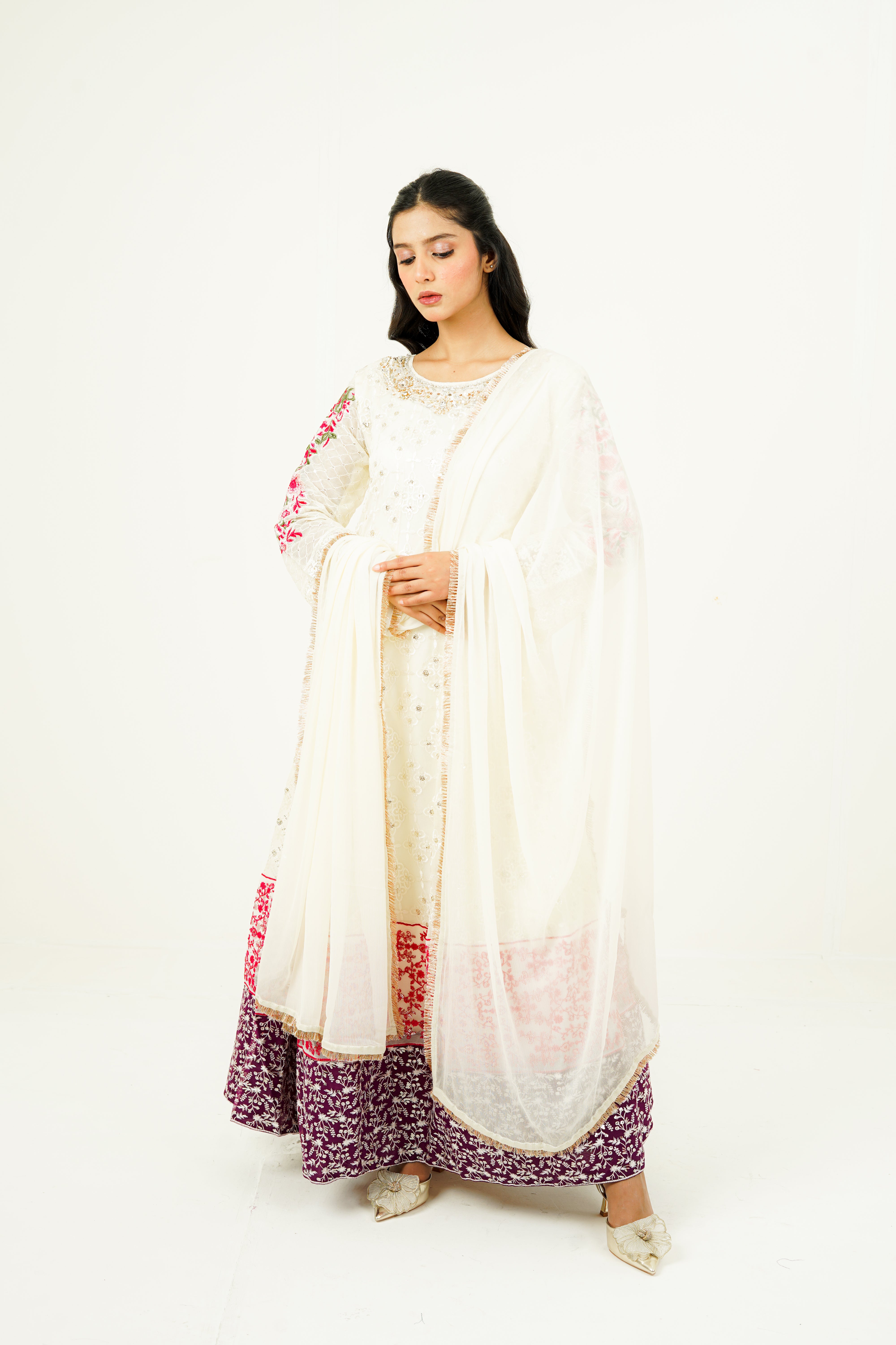 MEHVAH | EMBROIDERED CHIFFON SUIT