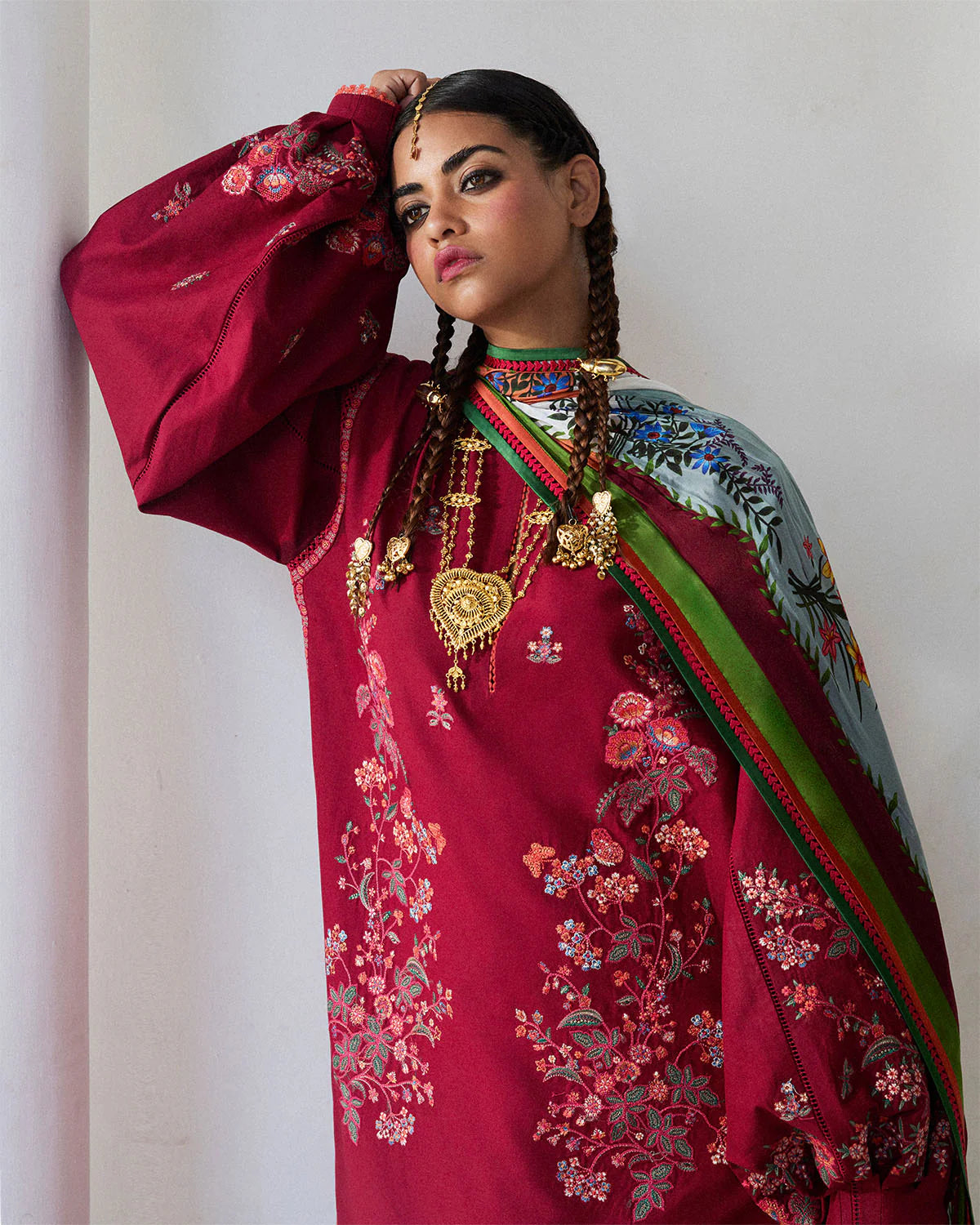 JUGNU | 3 PIECE | EMBROIDERED COTTON SUIT | KUNAR
