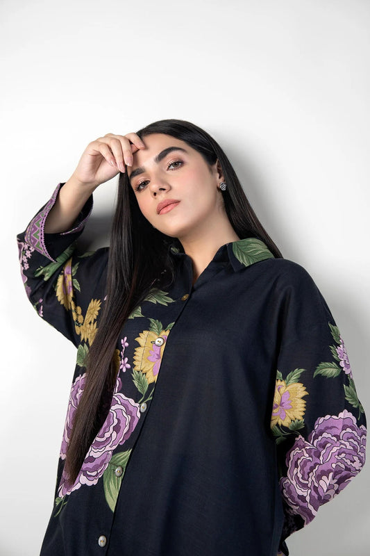 M.BASICS | PRINTED KHADDAR SHIRT - ALZENAMB - WS24 - 46_S